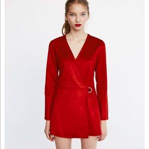 zara faux suede jumpsuit dress
